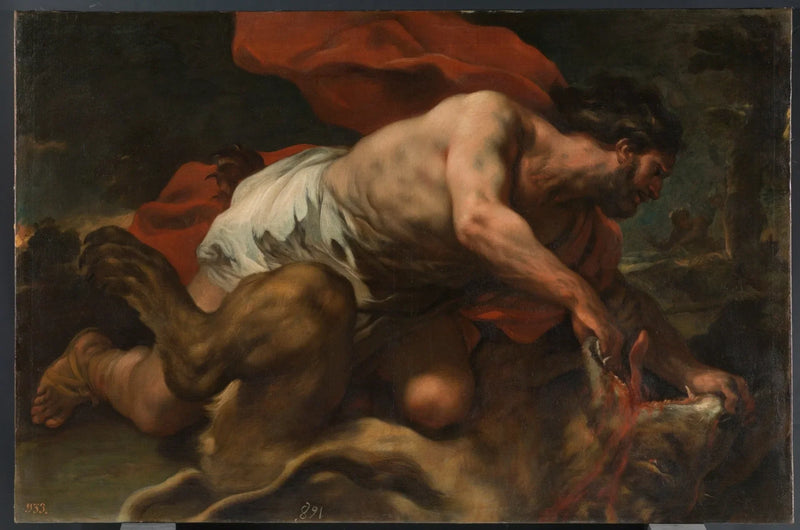 Samson og løven - Luca Giordano