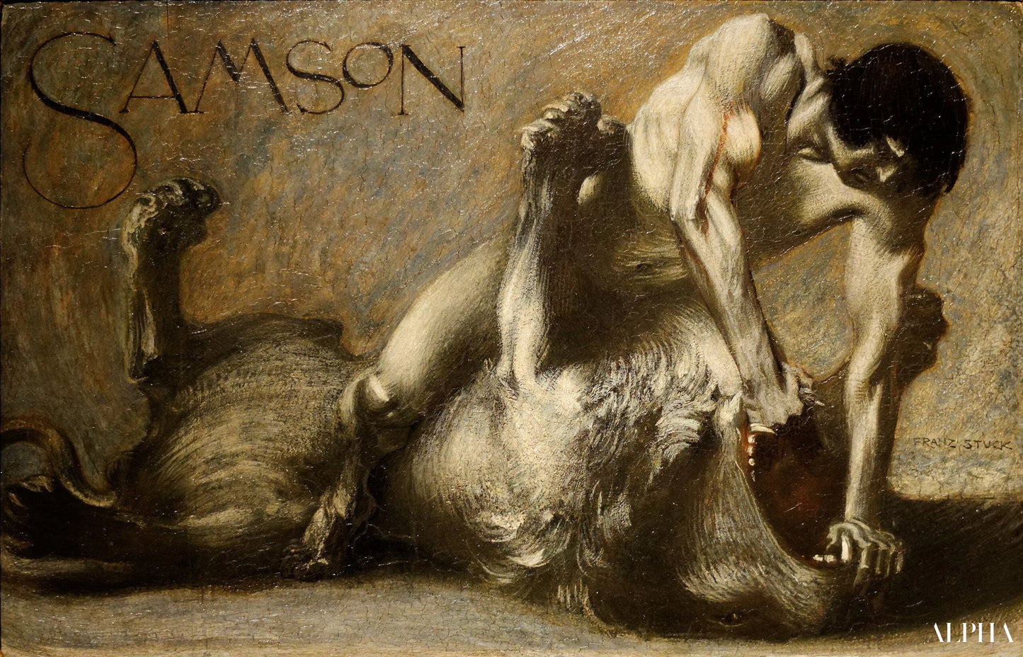 Samson. Kampen med løven - Franz Von Stuck Reproduksjoner av malerier i oljemaling