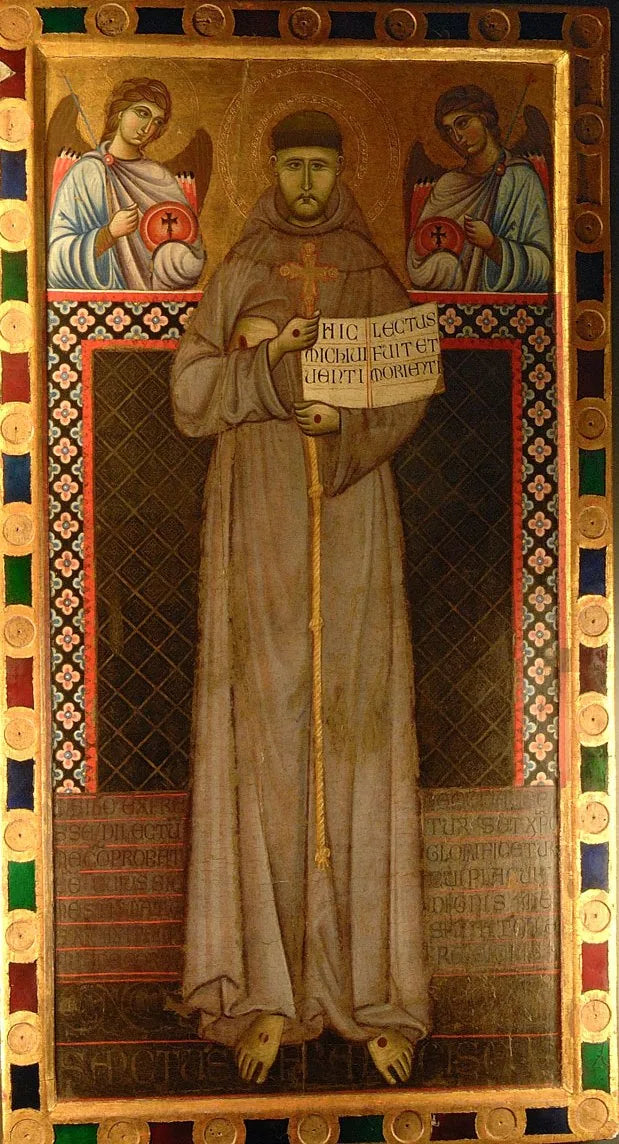 San Francesco mellom to engler (Maître de Saint François) - Mester av Saint Francis