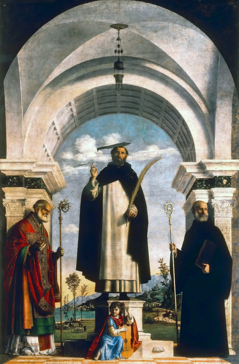 San Pietro martyr mellom de hellige Nikolaus og Benedikt - Cima da Conegliano