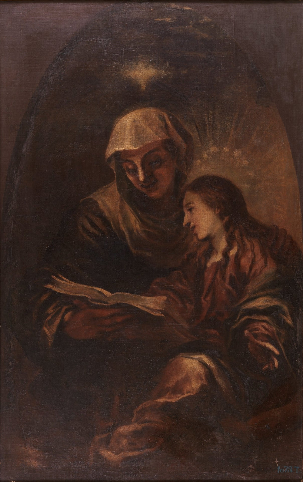 Santa Ana enseñando a leer a la Virgen - Francisco Herrera the younger image 1 reproduction d’œuvre d’art à l’huile
