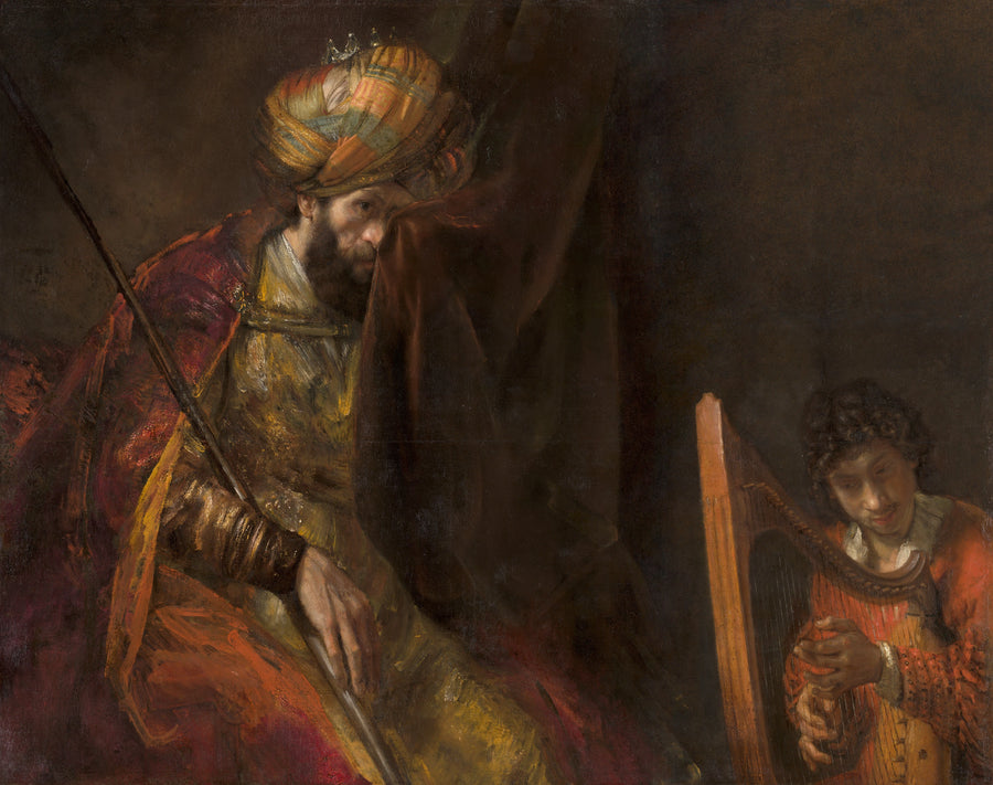 David spiller harpe foran Saul - Rembrandt