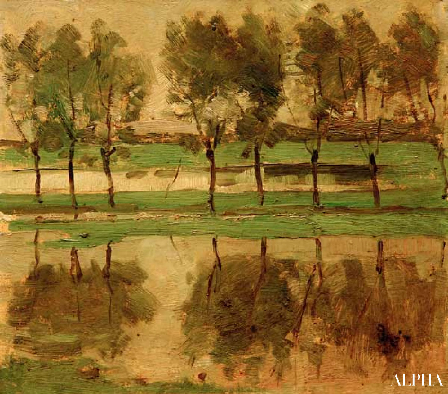 Poppel med sol - Mondrian - Høykvalitets reproduksjoner av malerier og bilder