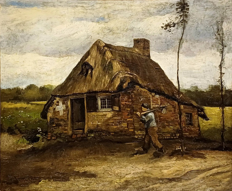 Scene fra en hytte med en bonde som kommer hjem - Vincent van Gogh