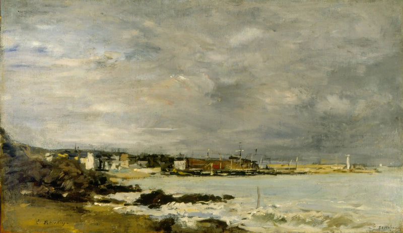 Scene fra en strand og rev - Eugène Boudin