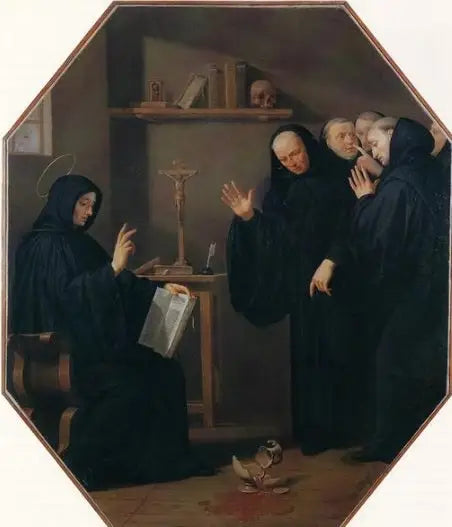 Szenen fra helgen Benedikts liv. Den forgiftede vinbollen - Philippe de Champaigne