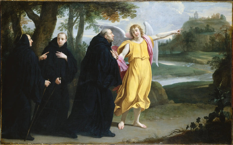 Scène de la vie de saint Benoît : l'ange désignant à saint Benoît l'emplacement du monastère du mont Cassin - Philippe de Champaigne