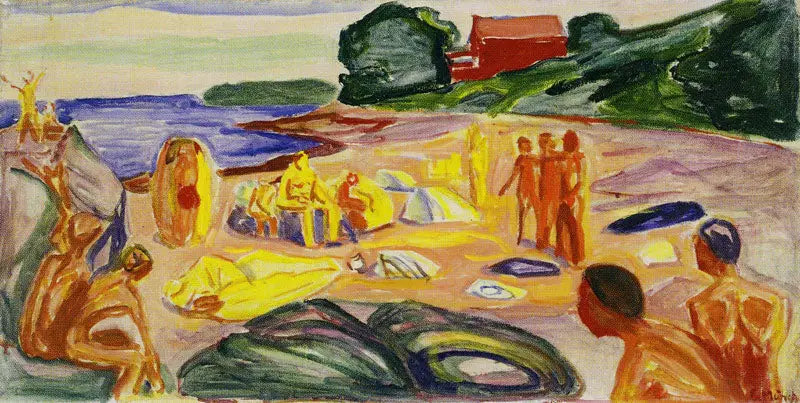 Scène de plage - Edvard Munch image 1 reproduction artisanale de tableau