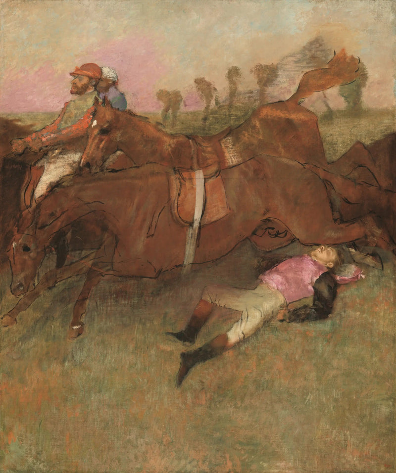 Hinderløp scene: Den fallne jockeyen - Edgar Degas
