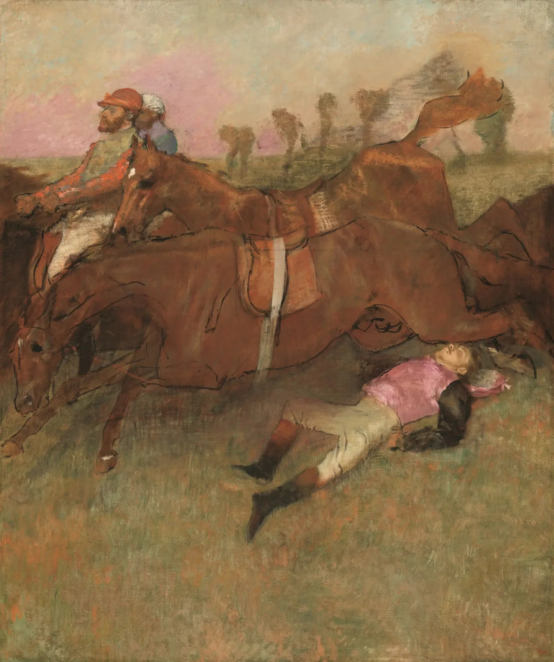 Hinderløp scene: Den fallne jockeyen - Edgar Degas