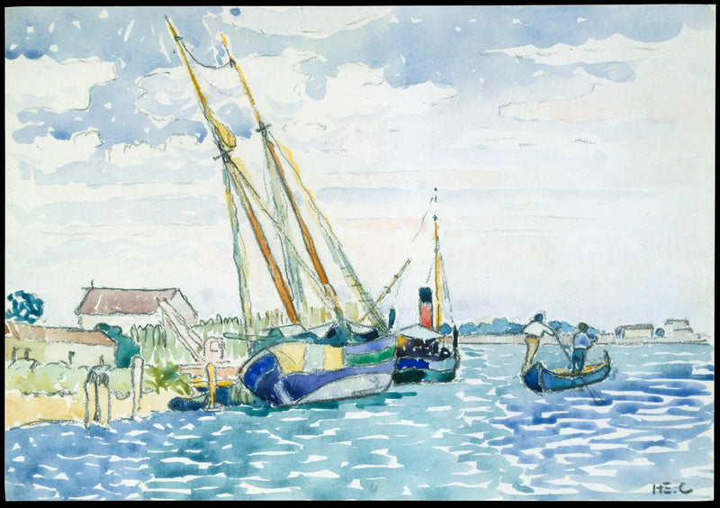 Marinescene (Båter nær Venezia) - Henri-Edmond Cross