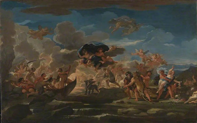 Myotologisk scene av Proserpinas voldtekt - Luca Giordano