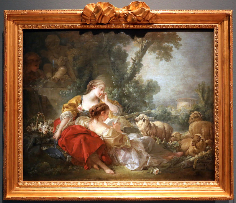 Pastellscene med to gjeterinner - François Boucher