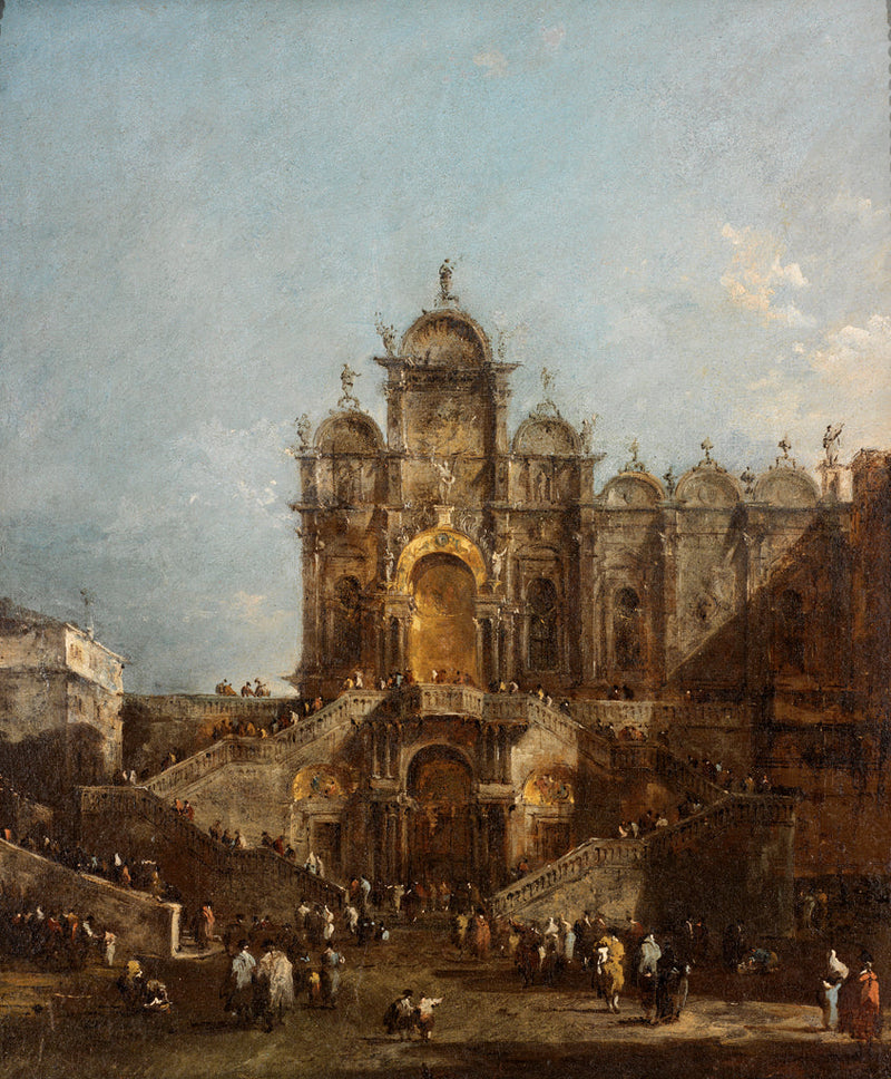 San Marco-skolen med loggia oppført for velsignelsen av pave Pius VI den 19. mai 1782, Campo San Zanipolo - Francesco Guardi