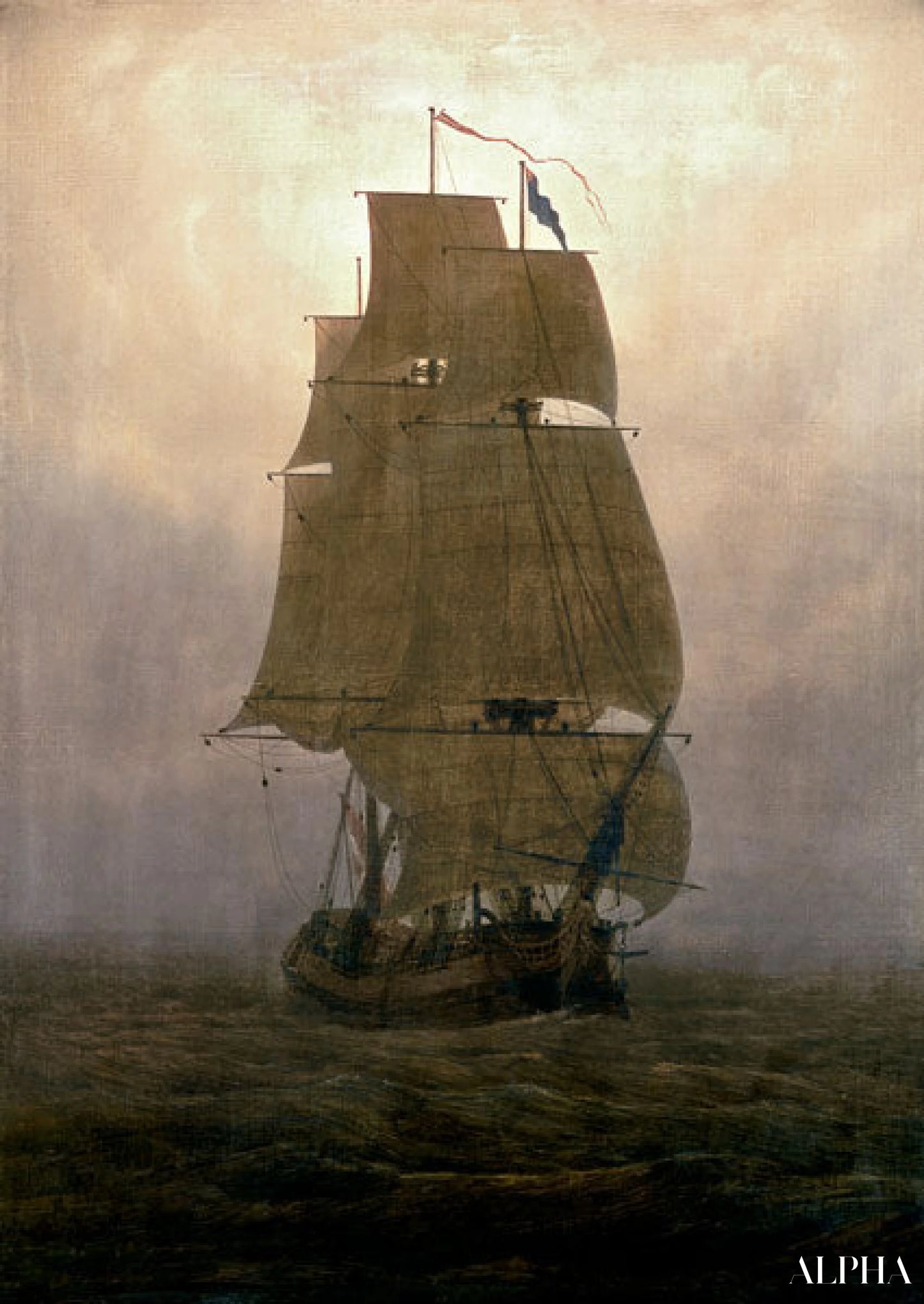 Reproduction du tableau « Segelschiff im Nebel - Caspar David Friedrich » par Alpha Reproduction en peinture à l’huile