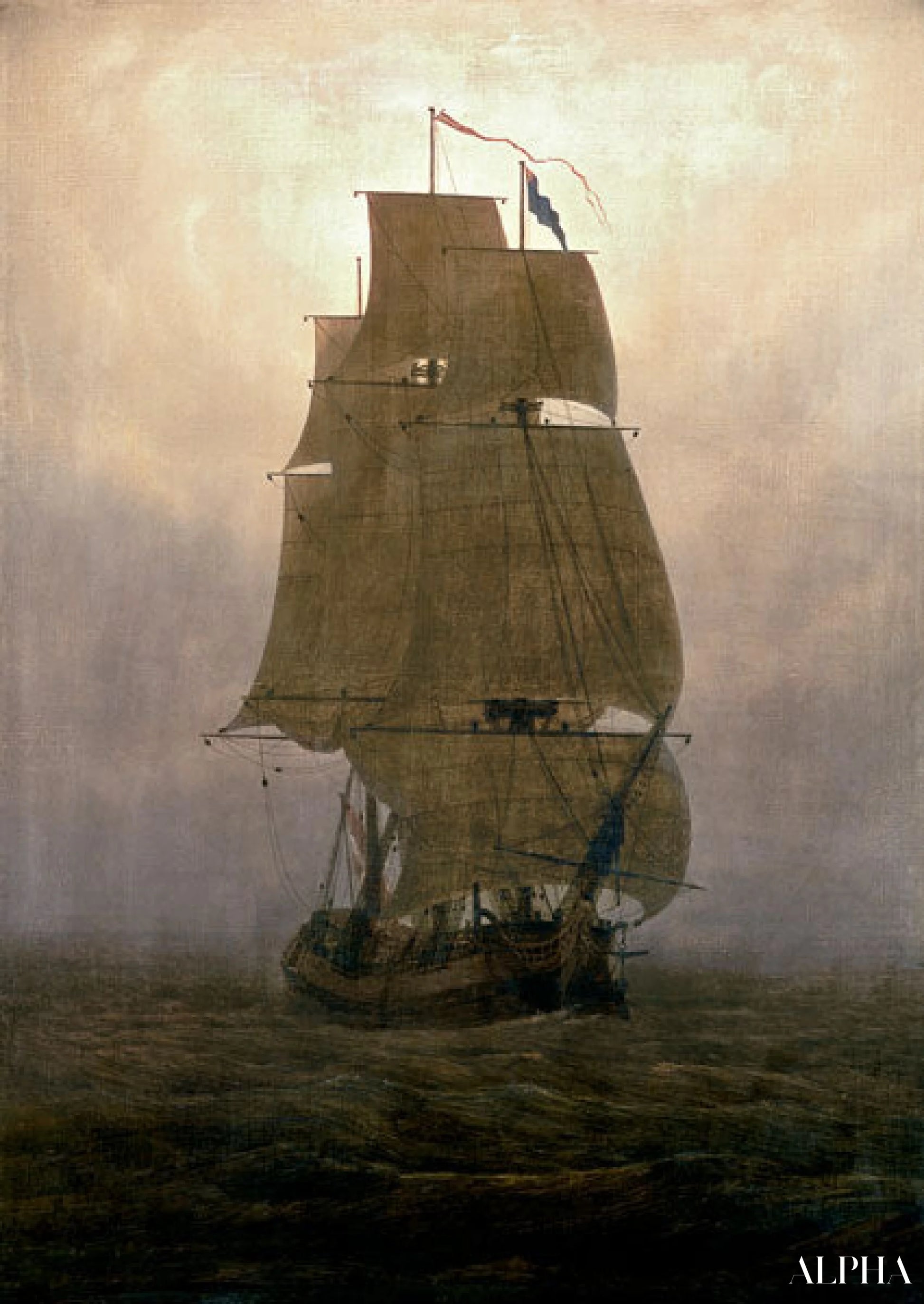 Reproduction du tableau « Segelschiff im Nebel - Caspar David Friedrich » par Alpha Reproduction en peinture à l’huile