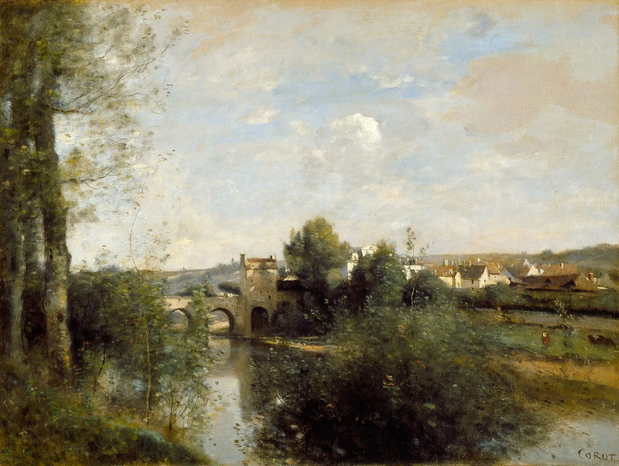 Seine et vieux pont à Limay - Jean-Baptiste Camille Corot - Alpha Reproduction