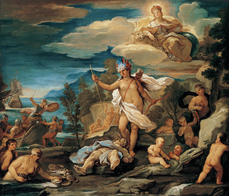 Serien av de fire verdensdelene. Amerika - Luca Giordano