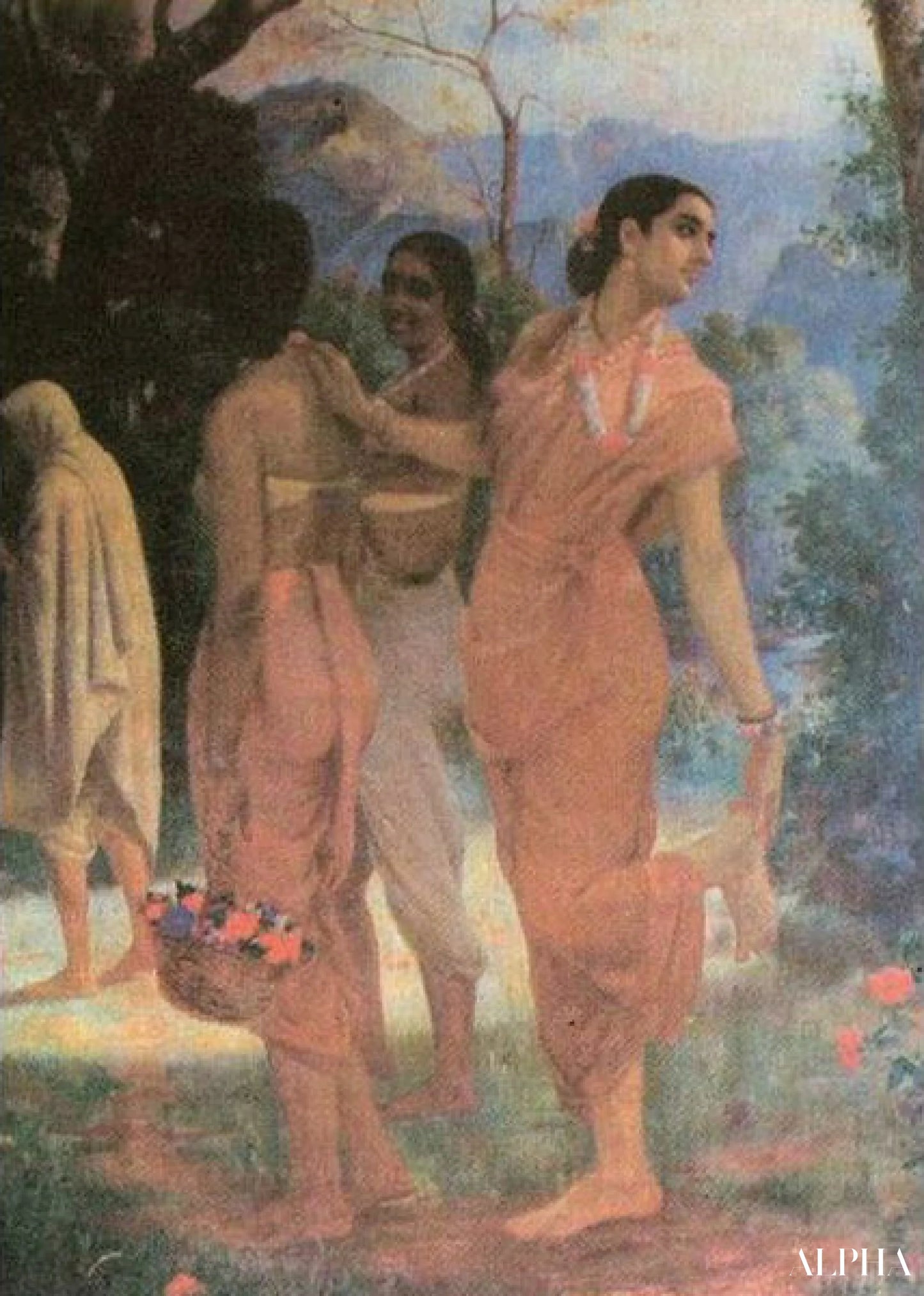 Shakuntala - Raja Ravi Varma - Høykvalitets reproduksjoner av malerier og bilder