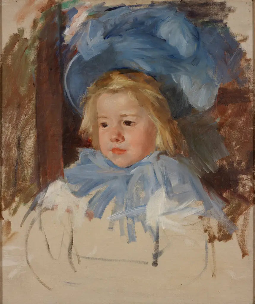 Simone med blått hodeplagg - Mary Cassatt