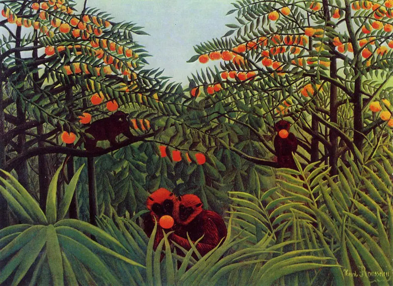 Aperkor av aper i den tette jungelen - Henri Rousseau