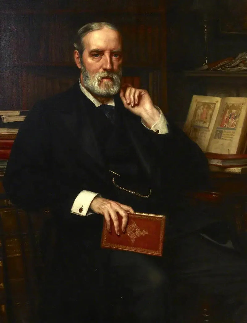 Sir Edward Maunde Thompson (1840–1929), direktør og hovedbibliotekar (1888–1909) - Edward Poynter

Source:
Sir Edward Maunde Thompson (1840–1929), directeur et bibliothécaire principal (1888–1909) - Edward Poynter