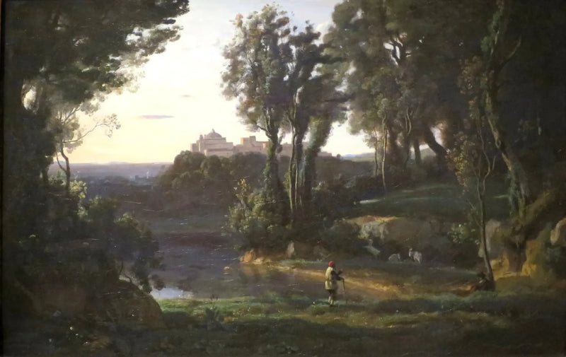 Italiensk nettsted med Ariccia-kirken - Jean-Baptiste Camille Corot