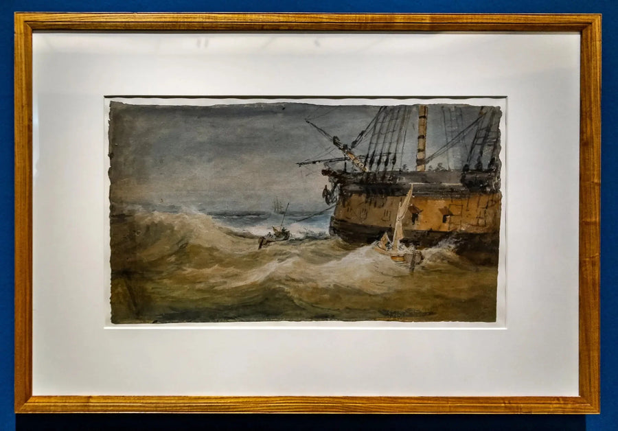 Små båter ved en Man-o’-War - J. M. W. Turner