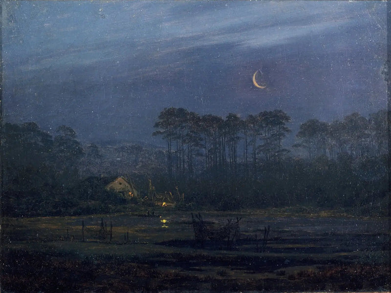 Kveld ved elvebredden - Caspar David Friedrich