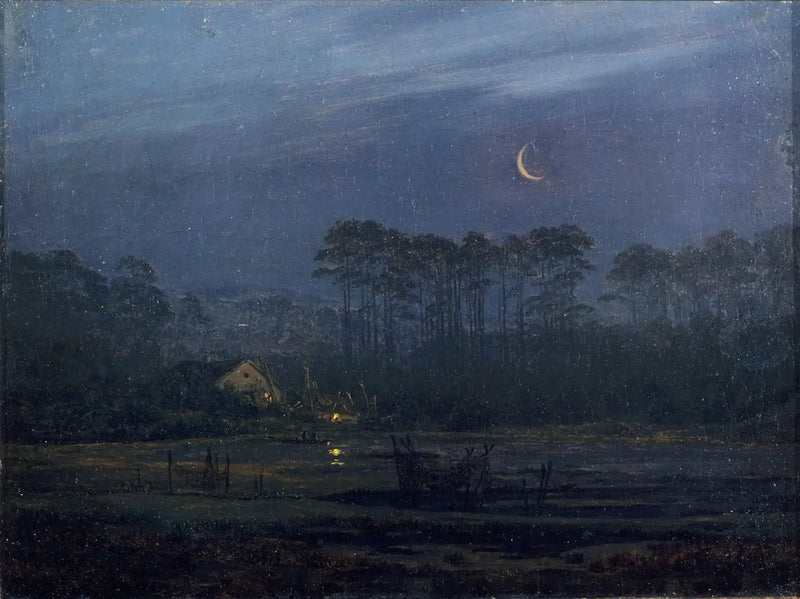 Kveld ved elvebredden - Caspar David Friedrich