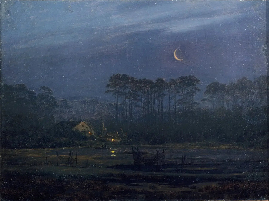 Kveld ved elvebredden - Caspar David Friedrich