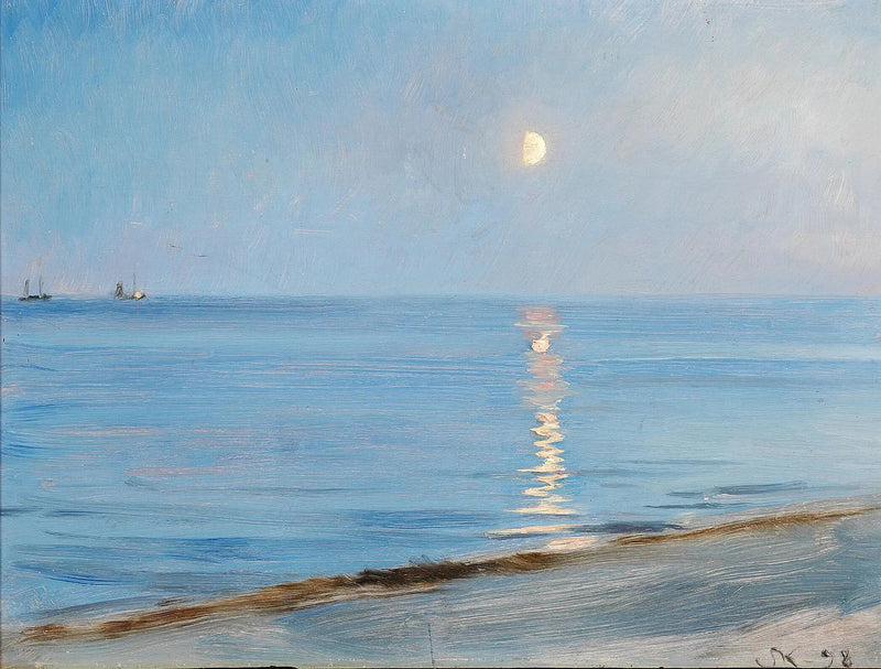Kveld ved stranden i Skagen. Måneskinn. - Peder Severin Krøyer