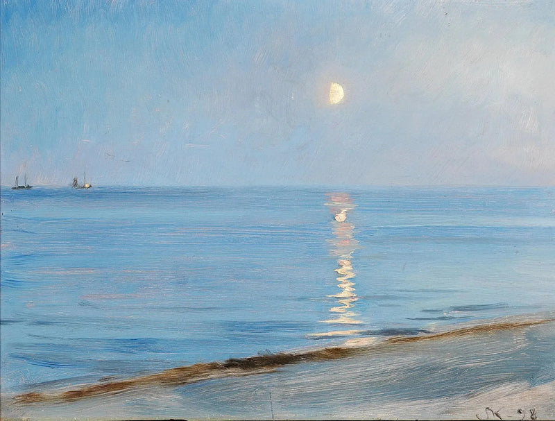 Kveld ved stranden i Skagen. Måneskinn. - Peder Severin Krøyer