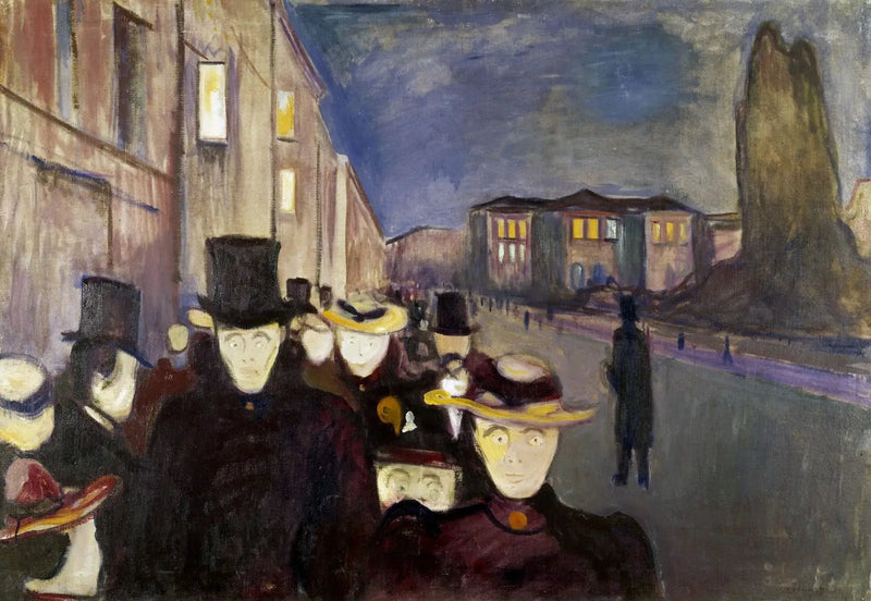 Kveld på Karl Johan-avenyen - Edvard Munch