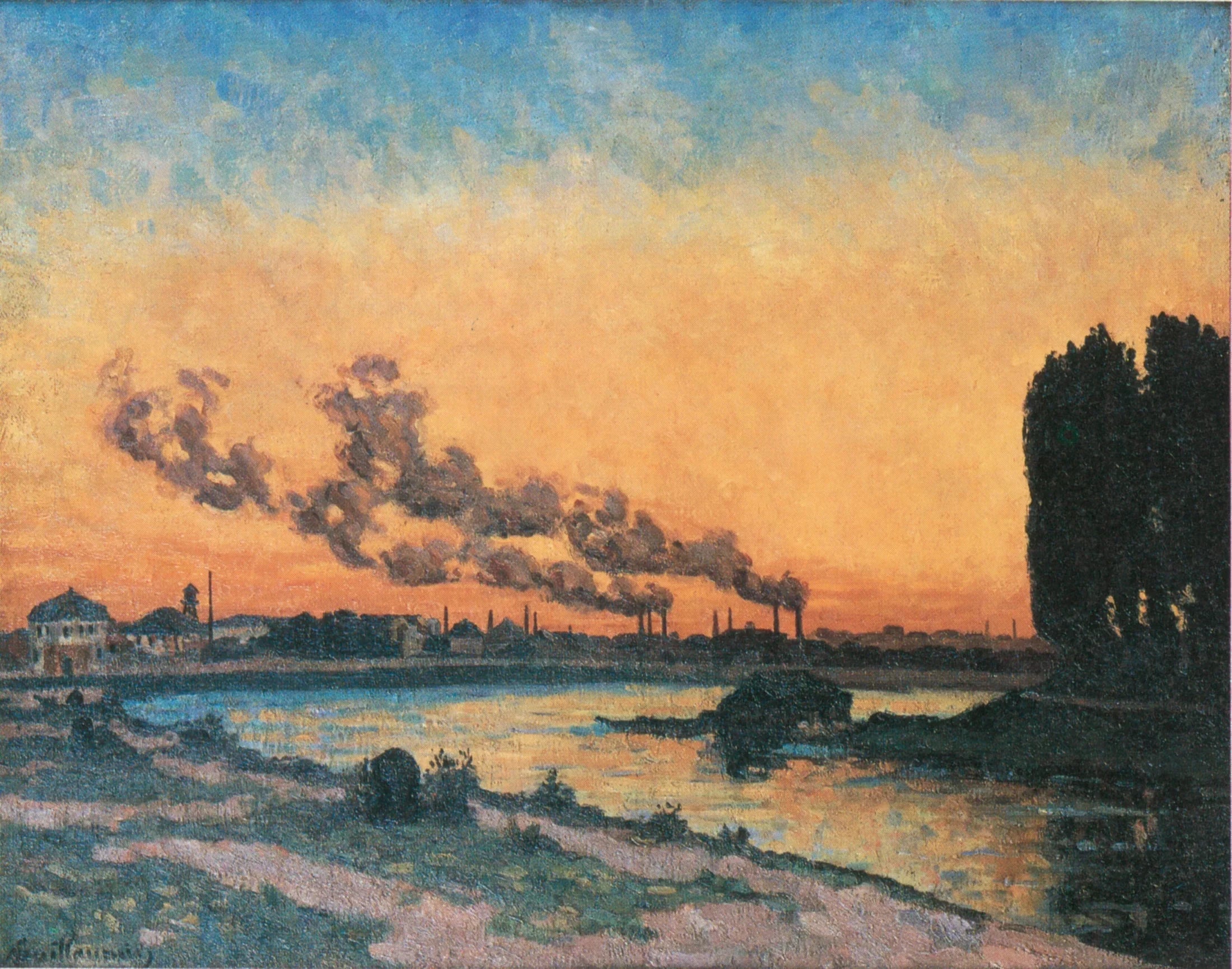 Soleil couchant à Ivry - Armand Guillaumin image 1 copie peinte à la main à l’huile