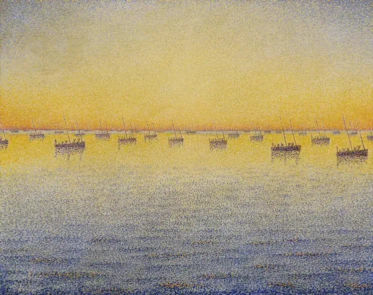 Solnedgang, sardinfiske, Concarneau - Paul Signac