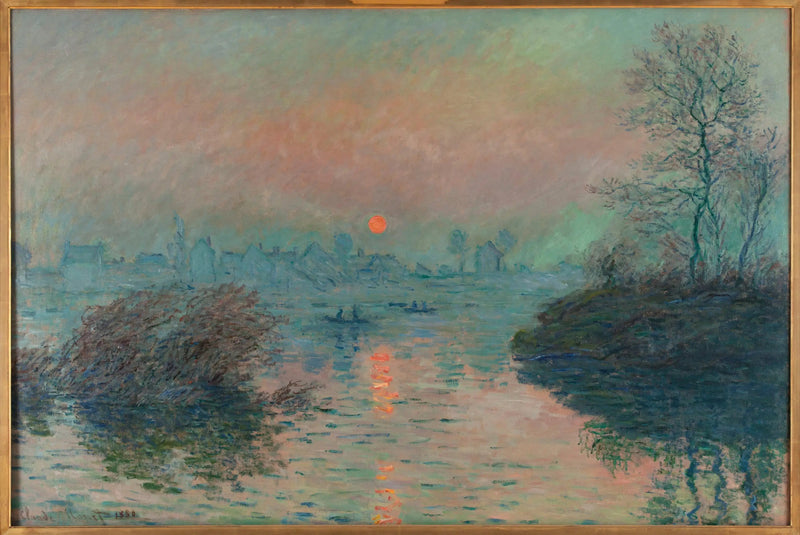 Solnedgang over Seinen i Lavacourt, vintereffekt - Claude Monet