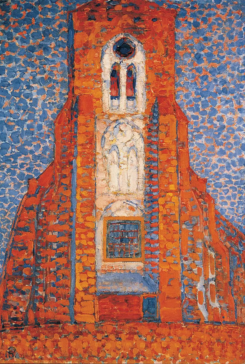 Sol, Zélande kirke; Fasade av Zoutelande kirke - Piet Mondrian