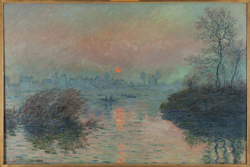 Setter sol på Seinen ved Lavacourt W576 - Claude Monet