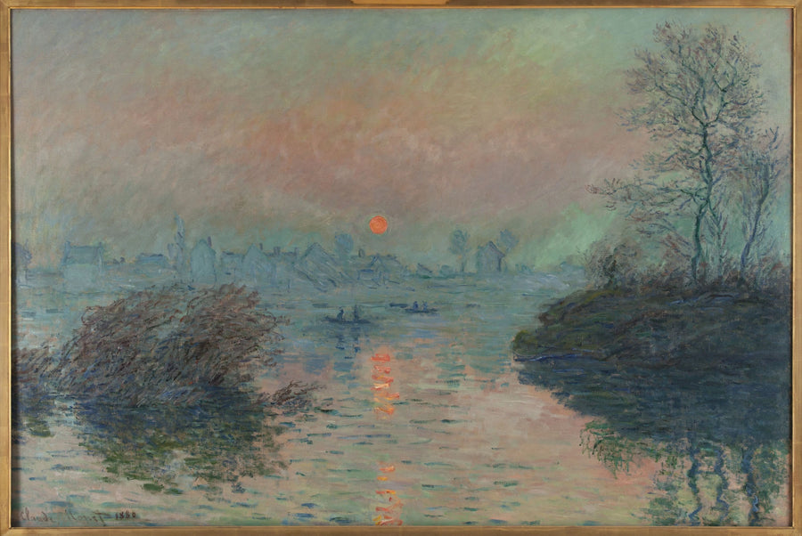 Solnedgang over Seinen i Lavacourt, vintereffekt - Claude Monet