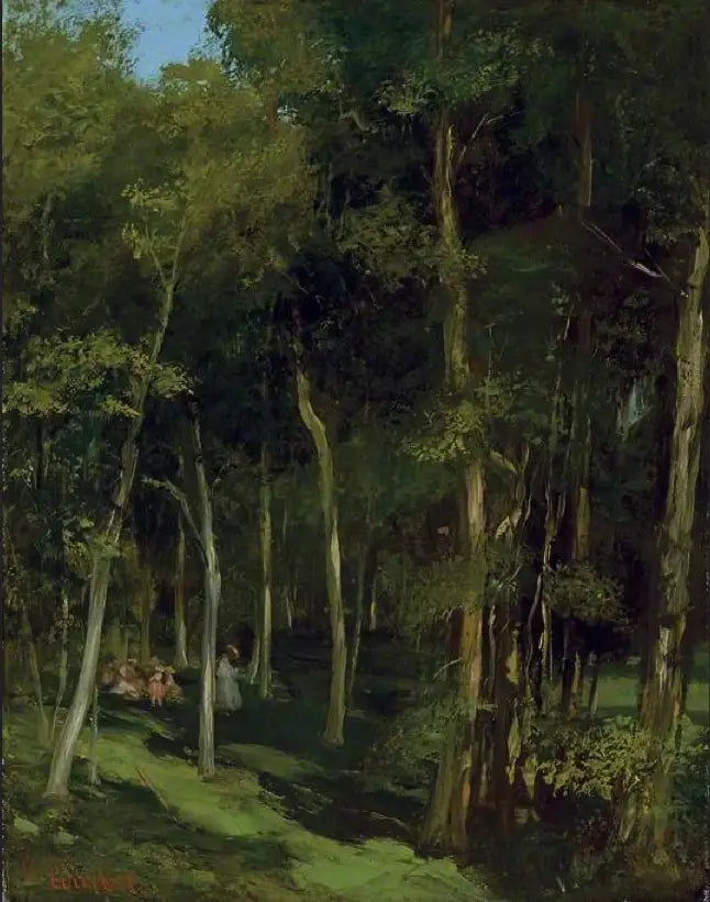 Under trærne i Port-Berteau, dansende barn - Gustave Courbet