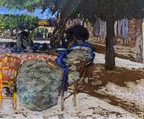 Under trærne i den røde paviljongen - Édouard Vuillard