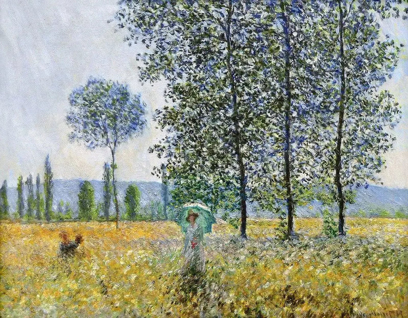 Under poplene, sollys effekt - Claude Monet