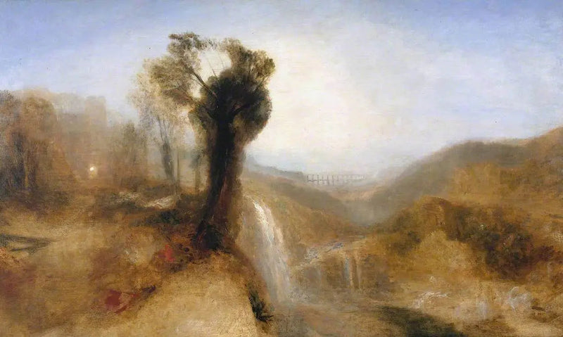 Sørlandskap med akvedukt og foss - J. M. W. Turner