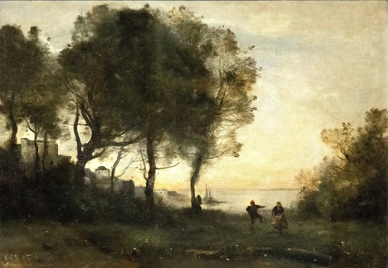 Souvenir fra Italia; danser på kysten av Capri - Jean-Baptiste Camille Corot