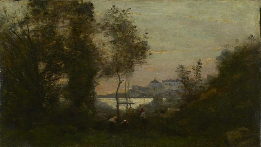 Minne fra Ville-d'Avray, solnedgang - Jean-Baptiste Camille Corot