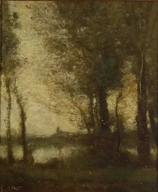 Minne fra Fampoux-sumpene. Gryning - Jean-Baptiste Camille Corot