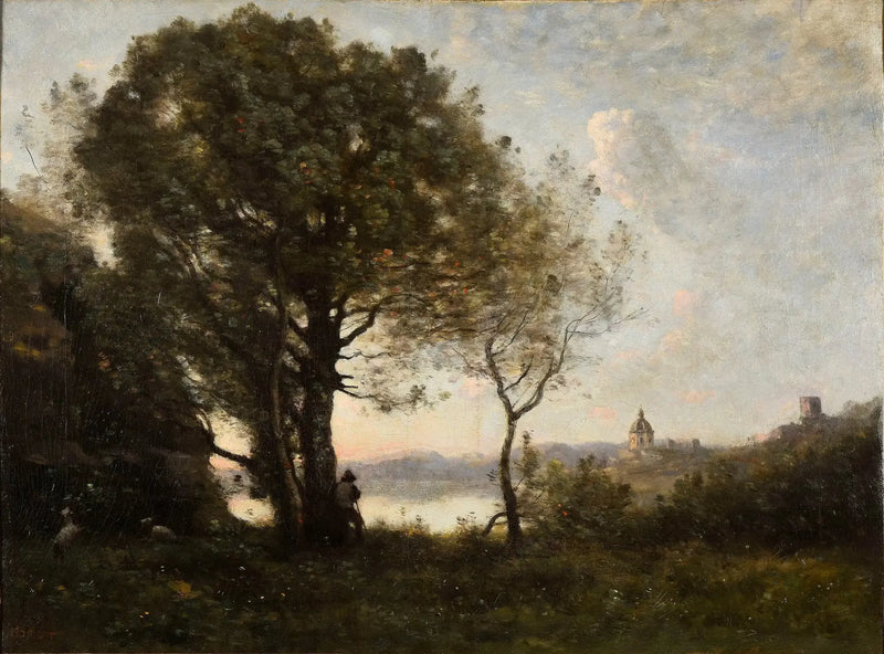 Minne fra Albano-sjøen - Jean-Baptiste Camille Corot