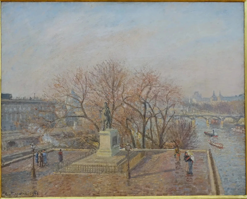 Statue av Henrik IV, morgen, vinter sol - Camille Pissarro
