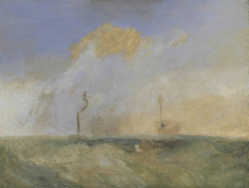 Dampbåt og lysbåt; et studie for 'The Fighting Temeraire' - J. M. W. Turner